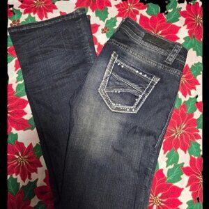 Rock & Roll Cowgirl Rival low rise bootcut Rhinestone Jeans